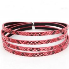 Leather 05 mm Fushia snake skin design 1 meter