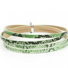 Leather 05 mm Green snake skin design 1 meter