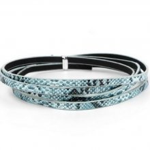 Leather 05 mm Blue snake skin design 1 meter