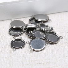 Round cabochon holder 08 mm Stainless steel N°03 -2 Rings