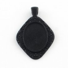 10 cabochon holders 25 X 18 mm Black, cabochon pendants 304-20