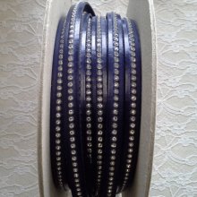 Dark Cobalt Leather 10 mm Swarovski Strass by 20 cm