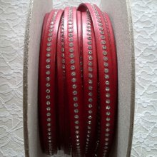 Leather B-Red 10 mm Swarovski Strass per 20 cm