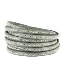 Infinity Grey Ball Leather 06 mm with nickel free ball chain per 20 cm