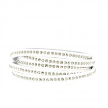 Leather Ball White 06 mm with nickel free ball chain per 20 cm