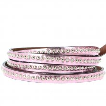 Leather Ball Mirror Pink Metal 06 mm with nickel free ball chain per 20 cm