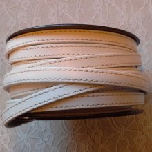 Flat White Calf Leather 10 mm by 20 cm Stitched 2 threads white