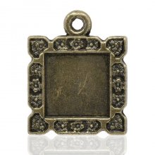 1 square cabochon holder N°01 Bronze