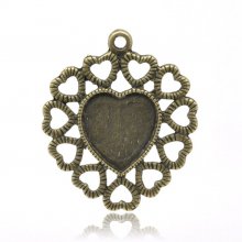 1 cabochon support Heart N°01 Bronze