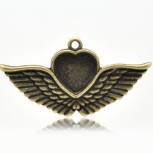1 cabochon support Heart N°02 Bronze