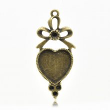 1 cabochon support Heart N°03 Bronze