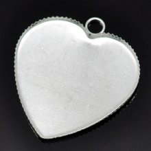1 support cabochon Heart N°05 Silver