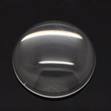 Cabochon Round 14 mm in transparent burr glass N°04