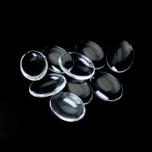 Cabochon Oval 15 x 20 mm in clear burr glass N°18 per 2 pieces