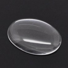 Oval cabochon 18 x 25 mm in clear burr glass N°19