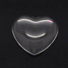 Cabochon Heart 14 x 15 mm in clear burr glass N°22