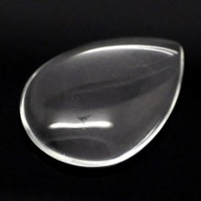 Cabochon Drop 18 x 25 mm in clear burr glass N°25
