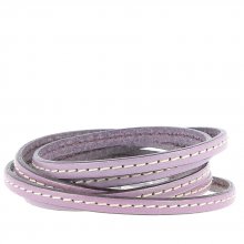 Flat Calf Leather Lilac 05 mm by 20 cm Sewn 1 white thread