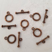 5 Toggle Clasps Round Bronze Patterns N°02