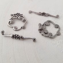 5 Toggle Clasps Round Pattern Silver N°07