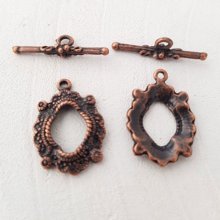 5 Toggle Clasps Round Pattern Copper N°08