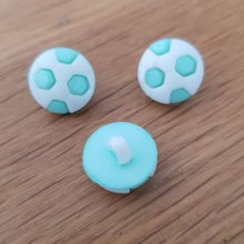Fancy patterned button for children football N°10 turquoise
