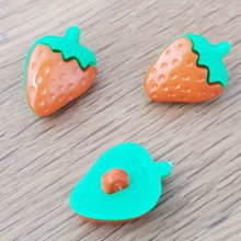 Fancy buttons, children, babies Strawberry pattern N°03 green and orange