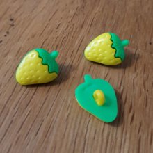 Fancy buttons, children, babies Strawberry pattern N°13 green and yellow