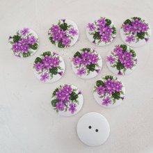 Wooden knob flowers 30 mm N°07 x 10 pieces