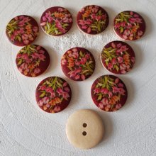 Wooden knob flowers 30 mm N°14 x 10 pieces