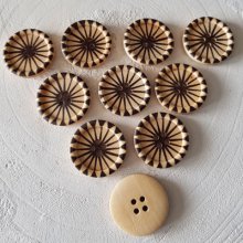 Wooden knob flowers 30 mm N°15 x 10 pieces