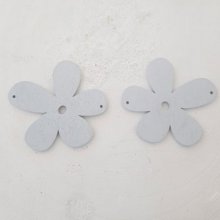 Flower Wood pendant or connector 57 mm Light Grey