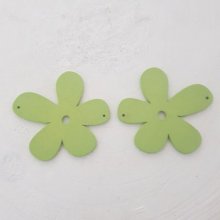 Flower Wood pendant or connector 57 mm Green