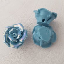 Earthenware flower 15 mm N°02-07 Turquoise blue