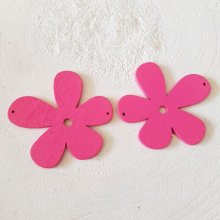 Flower Wood pendant or connector 57 mm Pink
