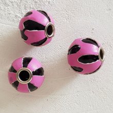 Round leather bead N°01 Light purple