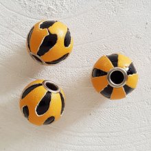 Round leather bead N°02 Camel