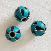 Round leather bead N°03 Turquoise