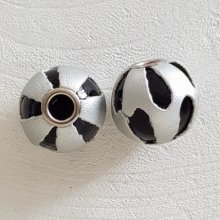 Round leather bead N°08 Silver