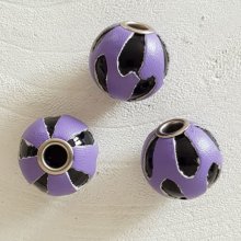 Round leather bead N°09 Violet
