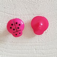 Fancy buttons, children, babies Ladybird pattern N°01-14 Fushia 