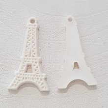 White resin Eiffel Tower pendant charm