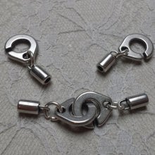Round handcuff clasp for leather 3 mm in Zamac