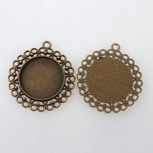 10 cabochon holders 25 mm bronze, cabochon pendants 118AB 