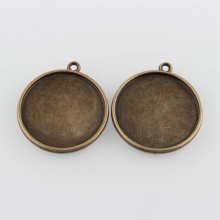 10 cabochon holders 25 mm bronze, cabochon pendants 43AB 