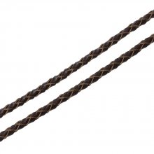 Round braided leather Coffee 03 mm x 2 meters