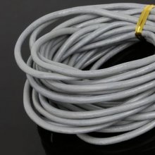 1 meter Round smooth leather cord Grey 3 mm