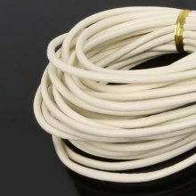 1 meter Round smooth leather cord Ivory 3 mm