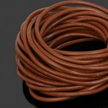 1 meter Round smooth leather cord Brown 3 mm