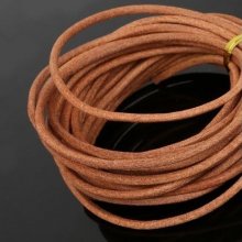 1 meter Round smooth leather cord Natural 3 mm
